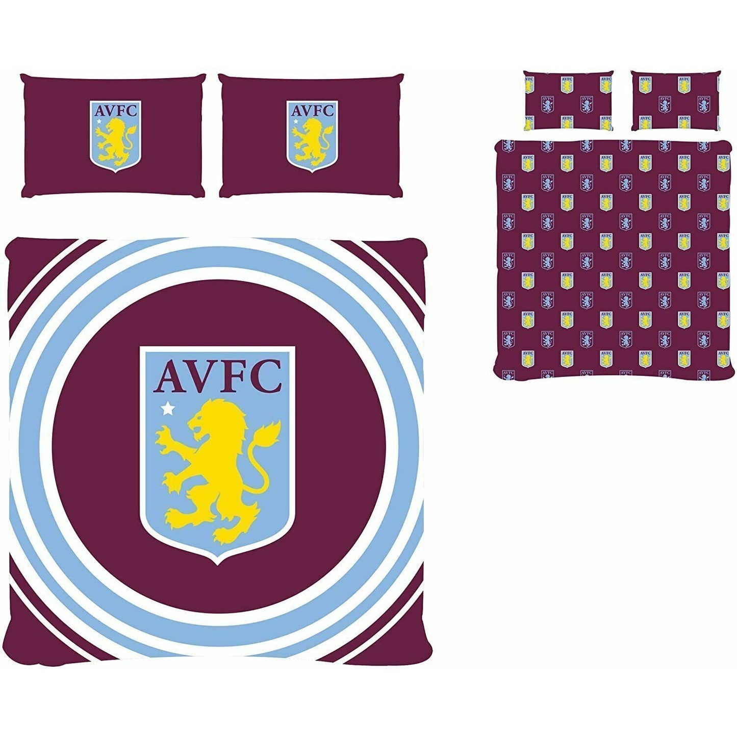Burgundy-Yellow-Light Blue - Side - Aston Villa FC Pulse Reversible Duvet Cover Set
