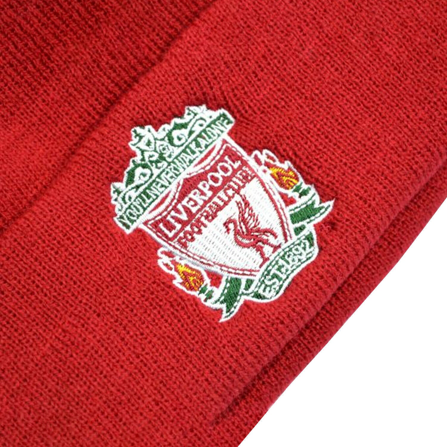 Red - Back - Liverpool FC Crest Knitted Turn Up Beanie