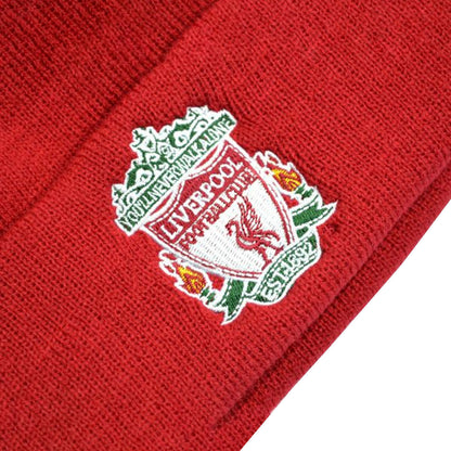 Red - Back - Liverpool FC Crest Knitted Turn Up Beanie