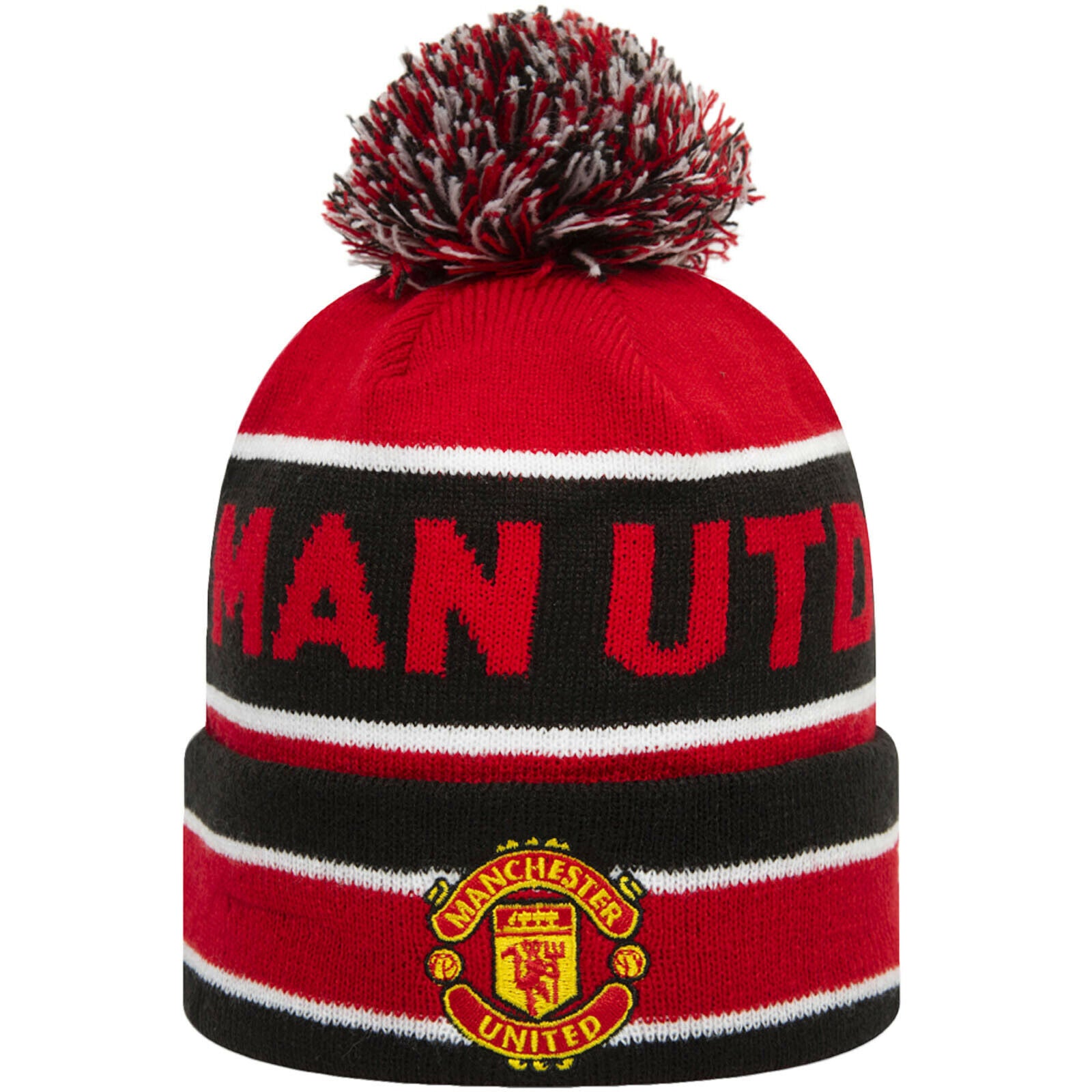 Red-Black - Front - Manchester United FC Jake New Era Knitted Bobble Beanie