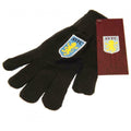 Black - Side - Aston Villa FC Childrens-Kids Knitted Gloves