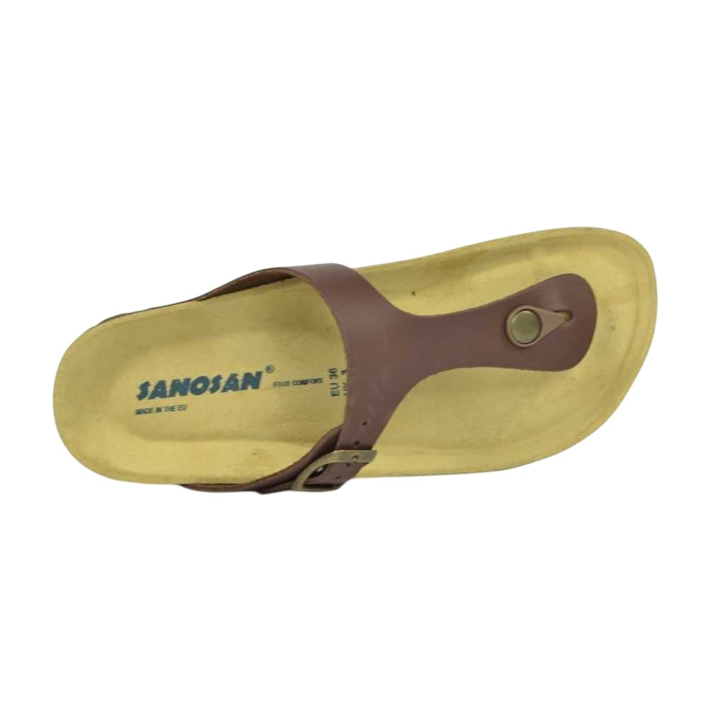 Dark Brown - Side - Sanosan Womens-Ladies Geneve Designer Leather Sandals