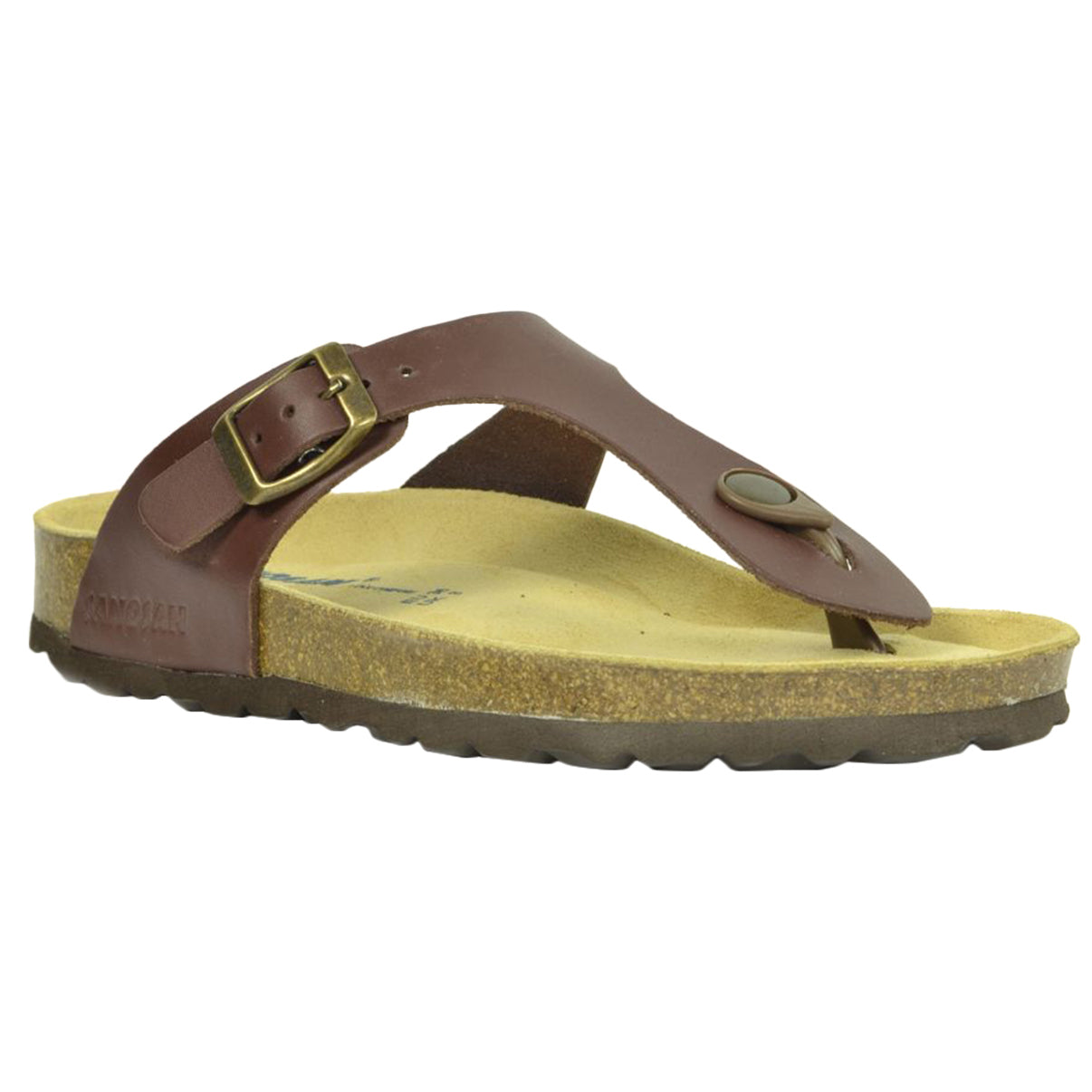 Dark Brown - Front - Sanosan Womens-Ladies Geneve Designer Leather Sandals
