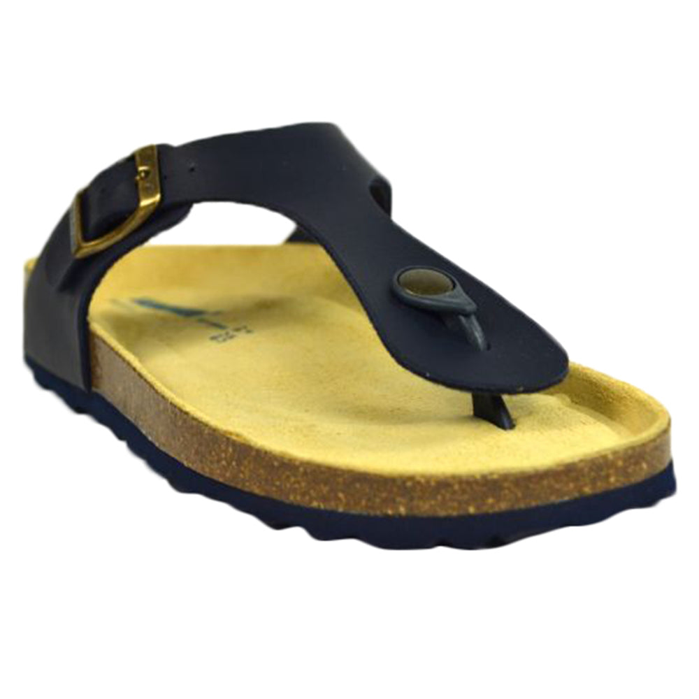 Navy-Brown - Front - Sanosan Womens-Ladies Geneve Sano Sandals