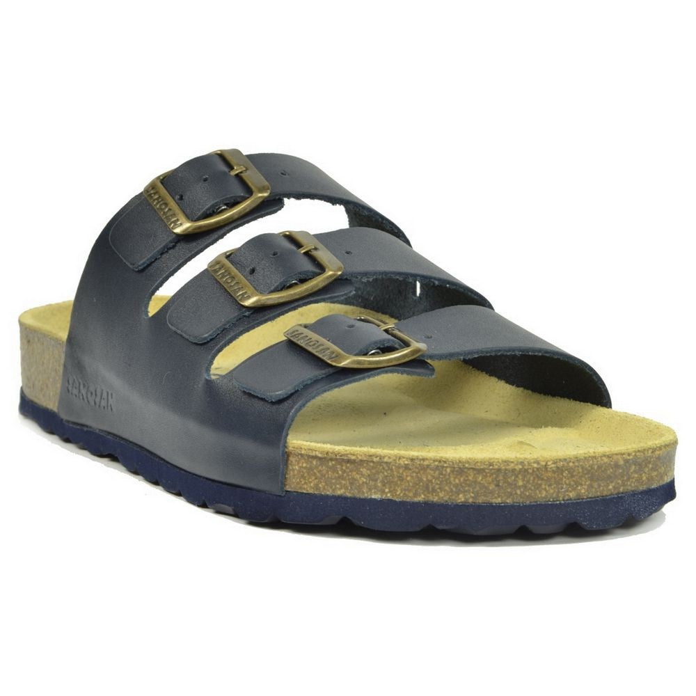 Navy - Front - Sanosan Mens Lisbon Leather Sandals