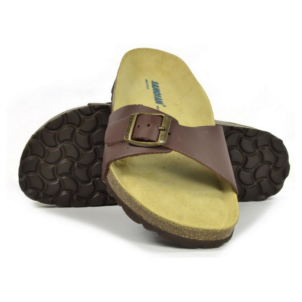 Dark Brown - Lifestyle - Sanosan Womens-Ladies Malaga Leather Sandals