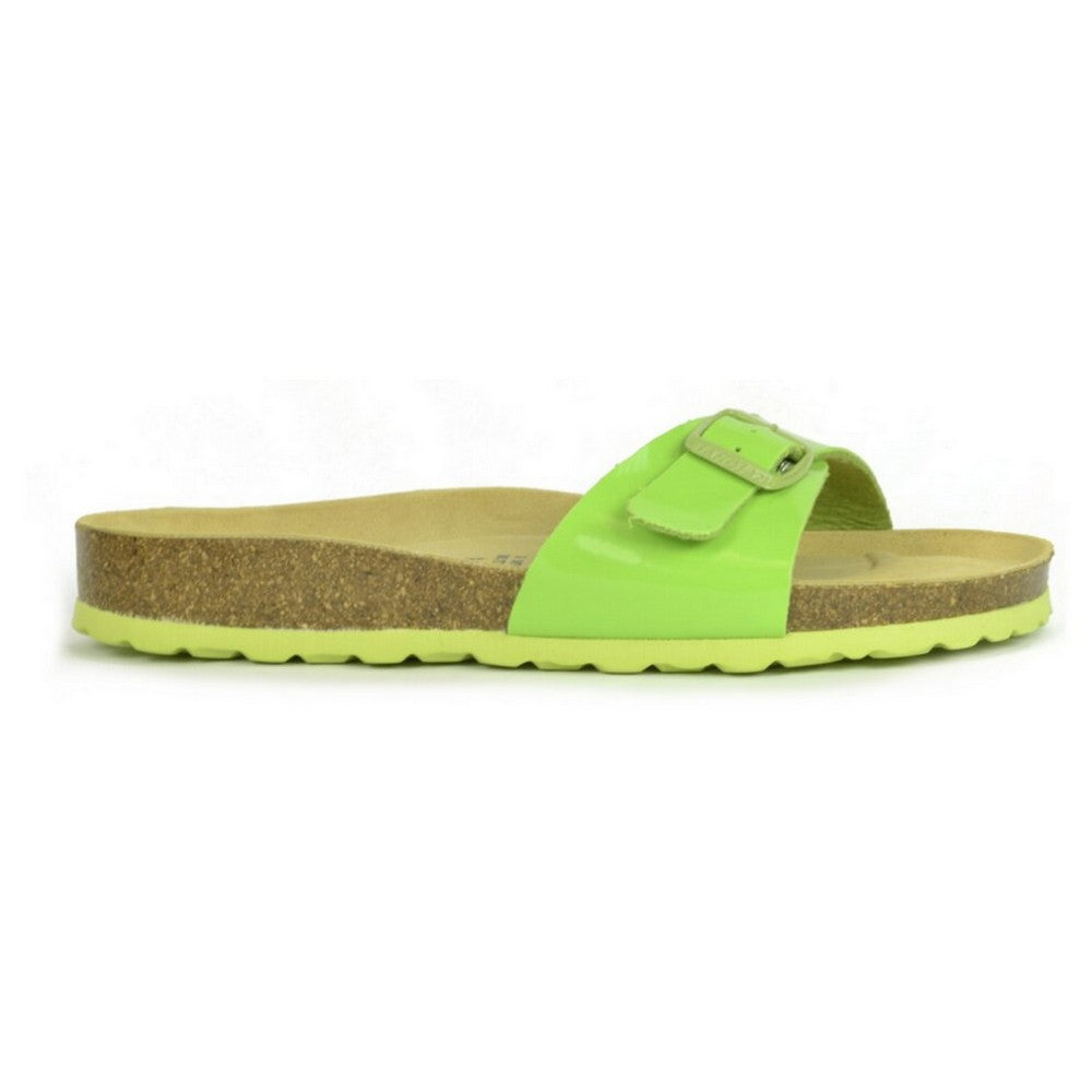 Green-Brown - Back - Sanosan Womens-Ladies Malaga Lacquered Sandals