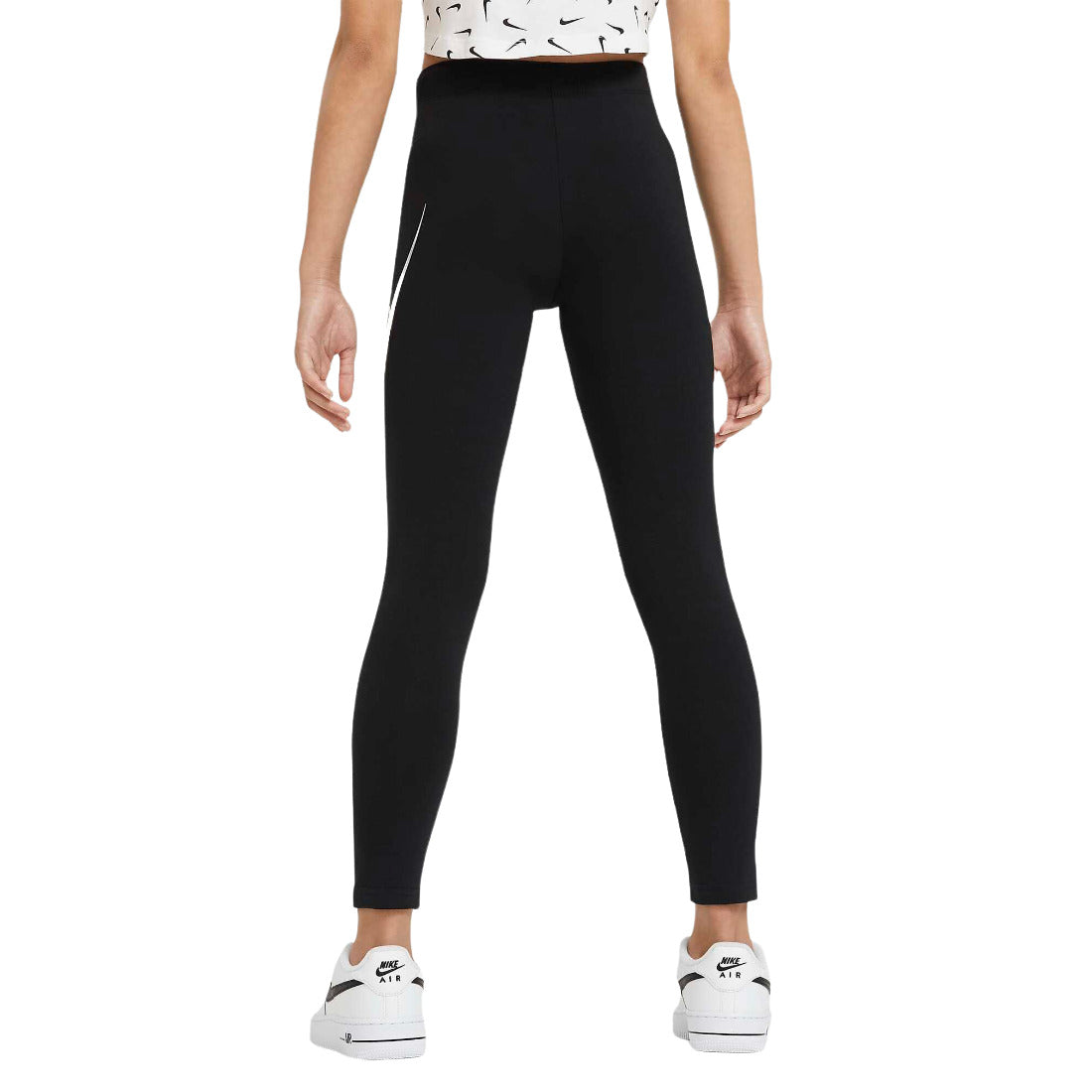 Black-White - Side - Nike Girls Favorites Graphic Print Sports Leggings