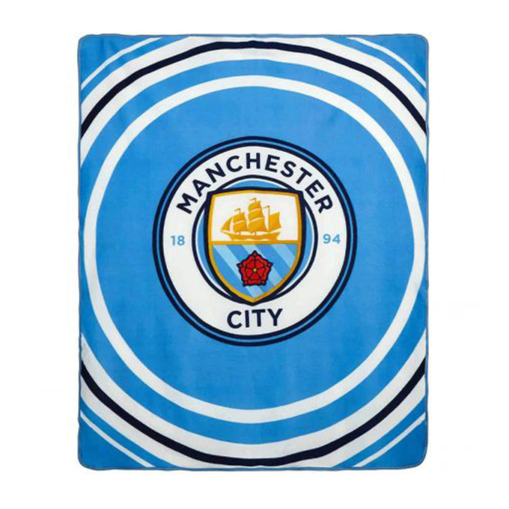 Blue-White - Front - Manchester City FC Fleece Pulse Blanket