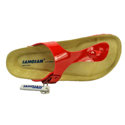 Red-Brown - Back - Sanosan Womens-Ladies Geneve Lacquered Leather Sandals
