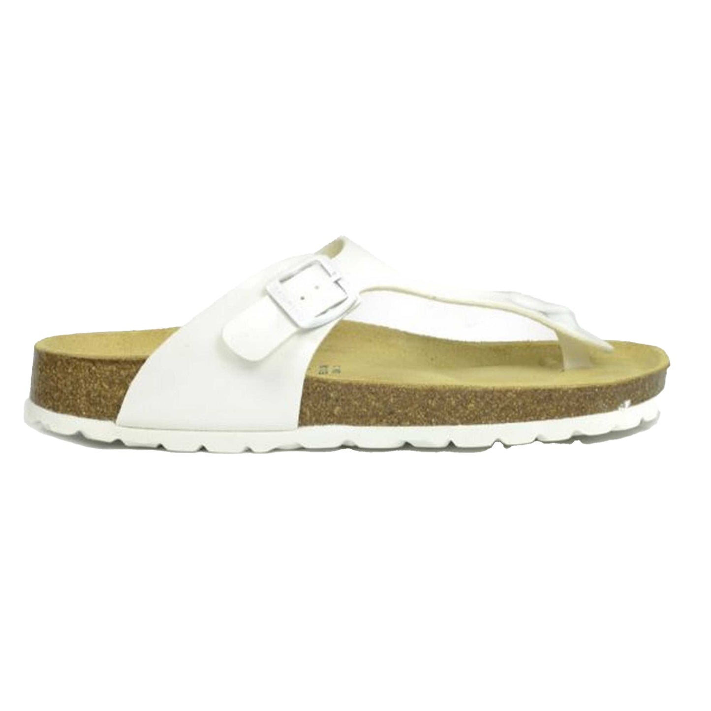 White-Brown - Front - Sanosan Womens-Ladies Geneve Lacquered Leather Sandals