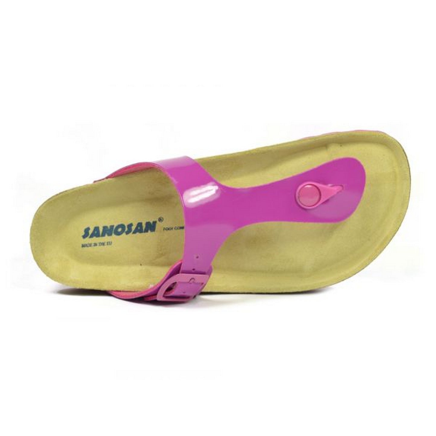 Fuchsia-Brown - Back - Sanosan Womens-Ladies Geneve Lacquered Leather Sandals