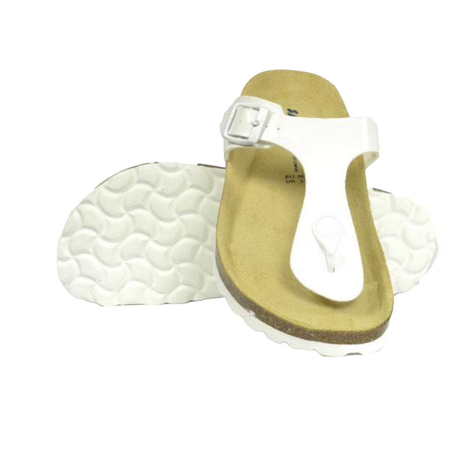 White-Brown - Side - Sanosan Womens-Ladies Geneve Lacquered Leather Sandals