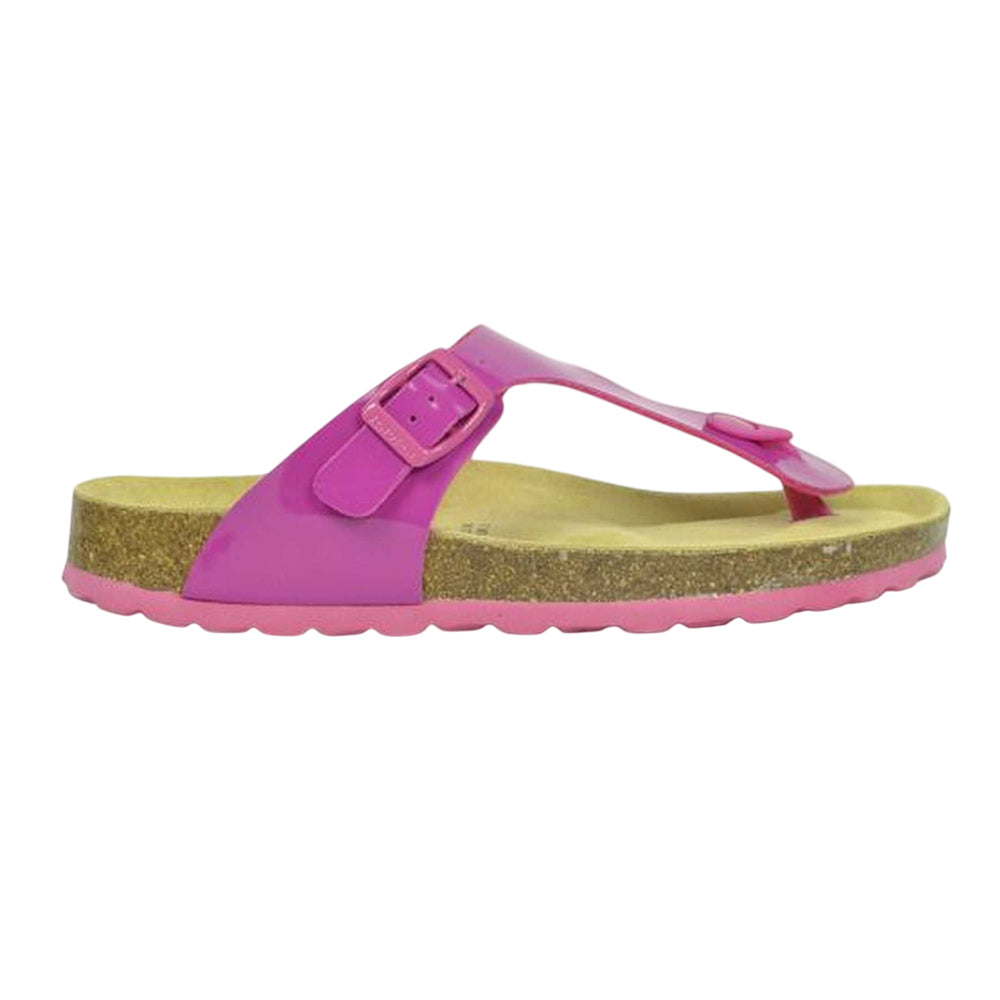 Fuchsia-Brown - Back - Sanosan Womens-Ladies Geneve Lacquered Leather Sandals