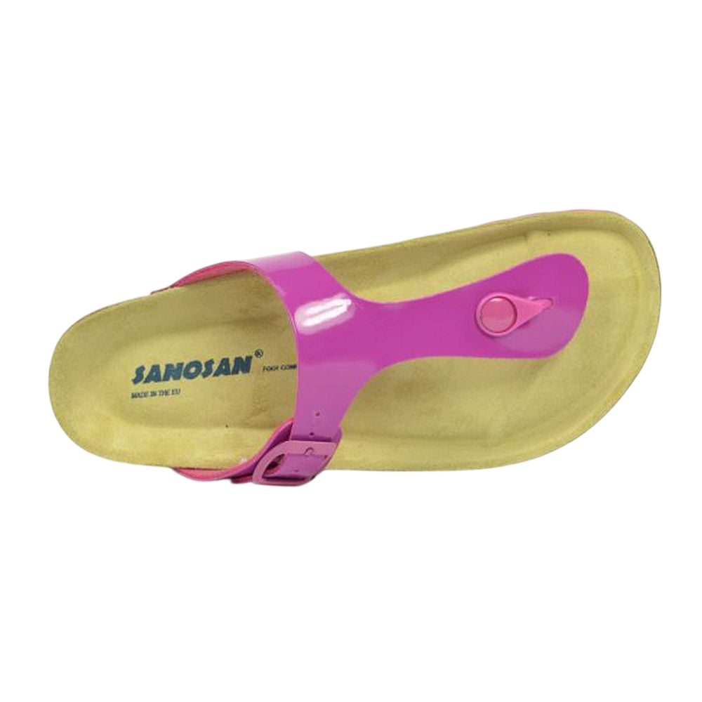 Fuchsia-Brown - Side - Sanosan Womens-Ladies Geneve Lacquered Leather Sandals