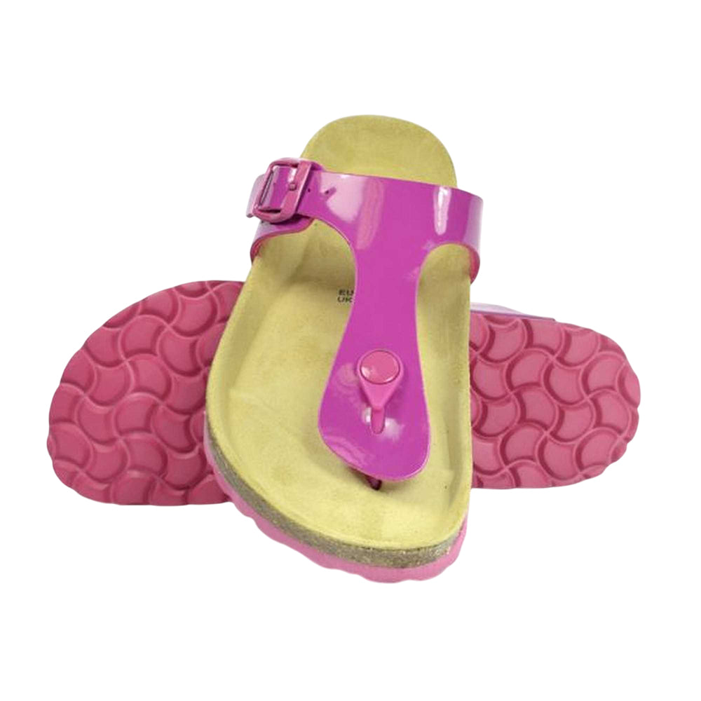 Fuchsia-Brown - Lifestyle - Sanosan Womens-Ladies Geneve Lacquered Leather Sandals