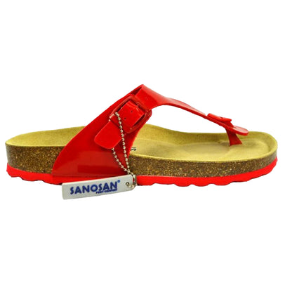 Red-Brown - Front - Sanosan Womens-Ladies Geneve Lacquered Leather Sandals