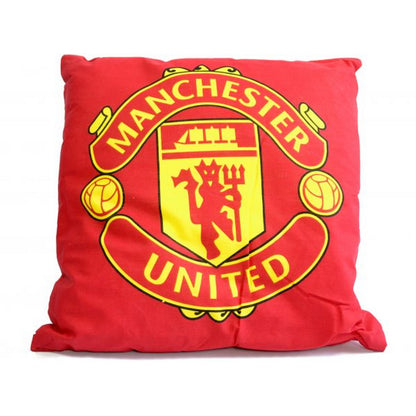 Red-Yellow - Front - Manchester United FC Crest Filled Cushion