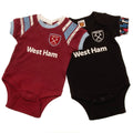 Claret Red-Black - Front - West Ham United FC Baby Sleepsuit (Pack of 2)