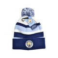 Blue-White - Front - Manchester City FC Bronx Bobble Knitted Hat