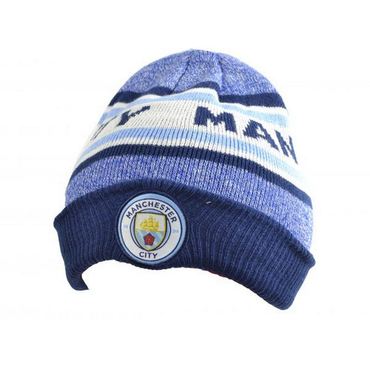 Navy-White - Front - Manchester City FC Unisex Adult Beanie