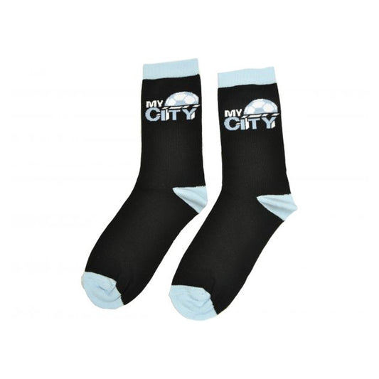 Black-Sky Blue - Front - Team Direct Unisex Adult My City Socks