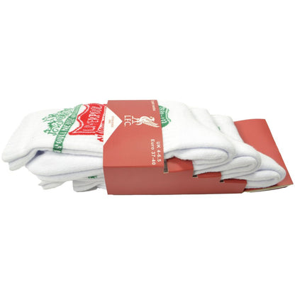 White-Red - Front - Liverpool FC Childrens-Kids Sports Socks (Pack of 3)