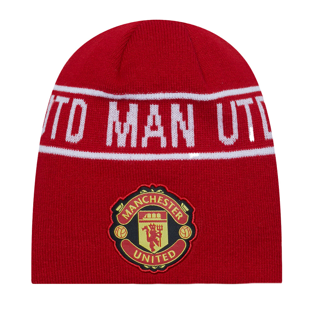 Scarlet Red-White - Front - New Era Manchester United FC Knitted Cuff Beanie