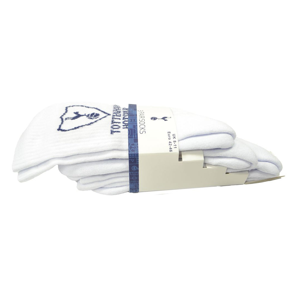 White-Blue - Front - Tottenham Hotspur FC Unisex Adult Sports Socks (Pack of 3)