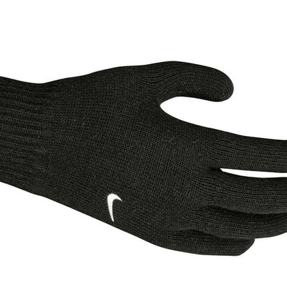 Black-White - Side - Nike Childrens-Kids Knitted Swoosh Winter Gloves