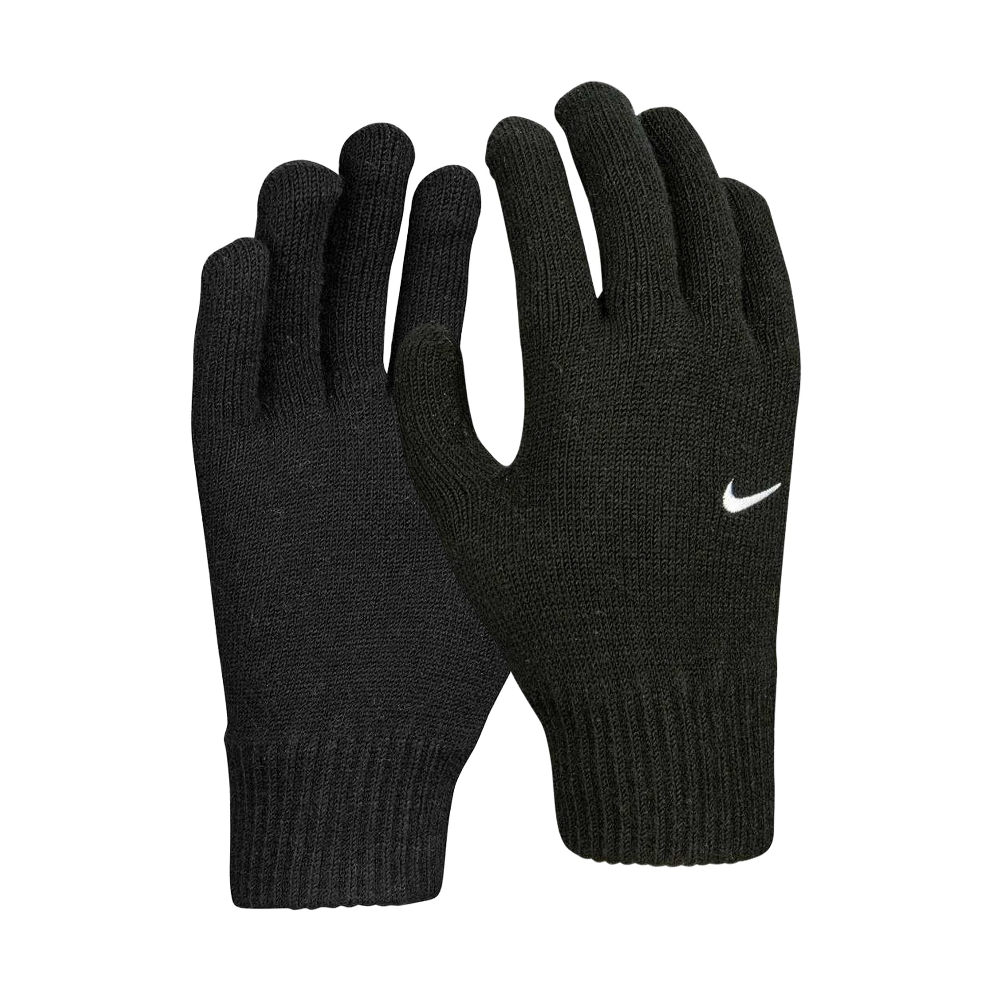 Black-White - Lifestyle - Nike Childrens-Kids Knitted Swoosh Winter Gloves