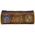 Brown-Multicoloured - Front - Harry Potter Hogwarts Crest Pencil Case