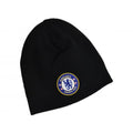 Black - Front - Chelsea FC Crest Knitted Beanie