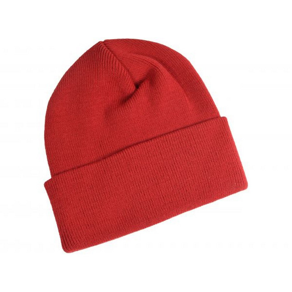 Wine - Front - Unbranded Childrens-Kids Knitted Turned Up Cuff Beanie