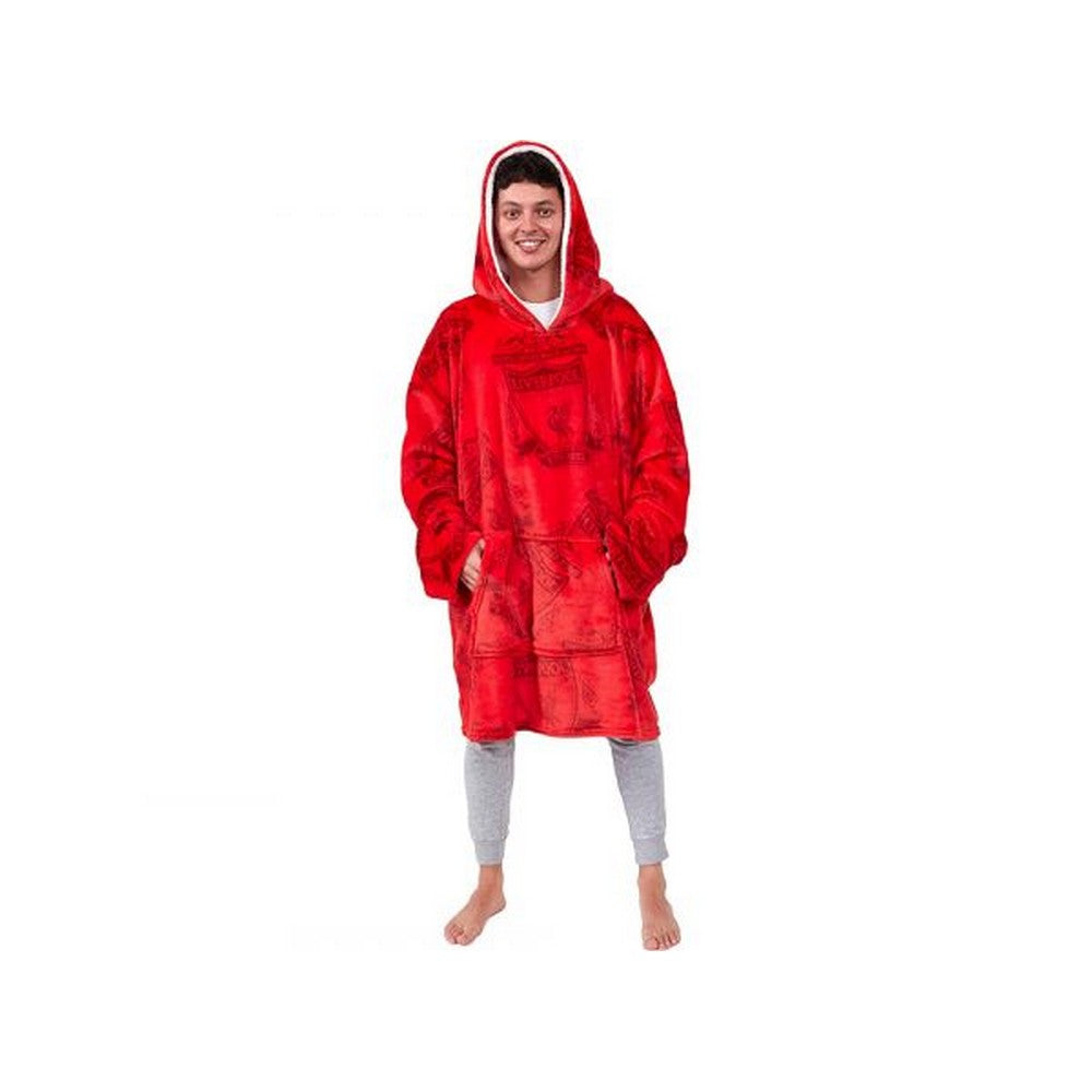 Red-White - Side - Liverpool FC Childrens-Kids Hoodie Blanket