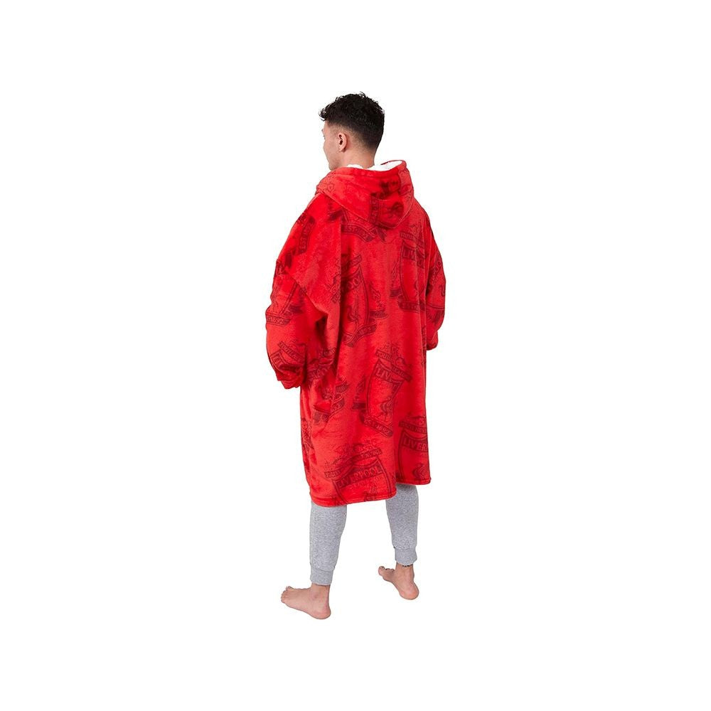 Red-White - Back - Liverpool FC Unisex Adult Hoodie Blanket