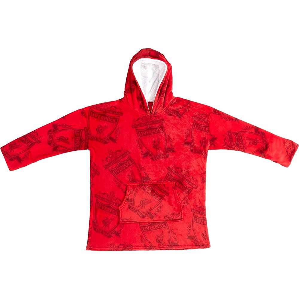 Red-White - Front - Liverpool FC Unisex Adult Hoodie Blanket