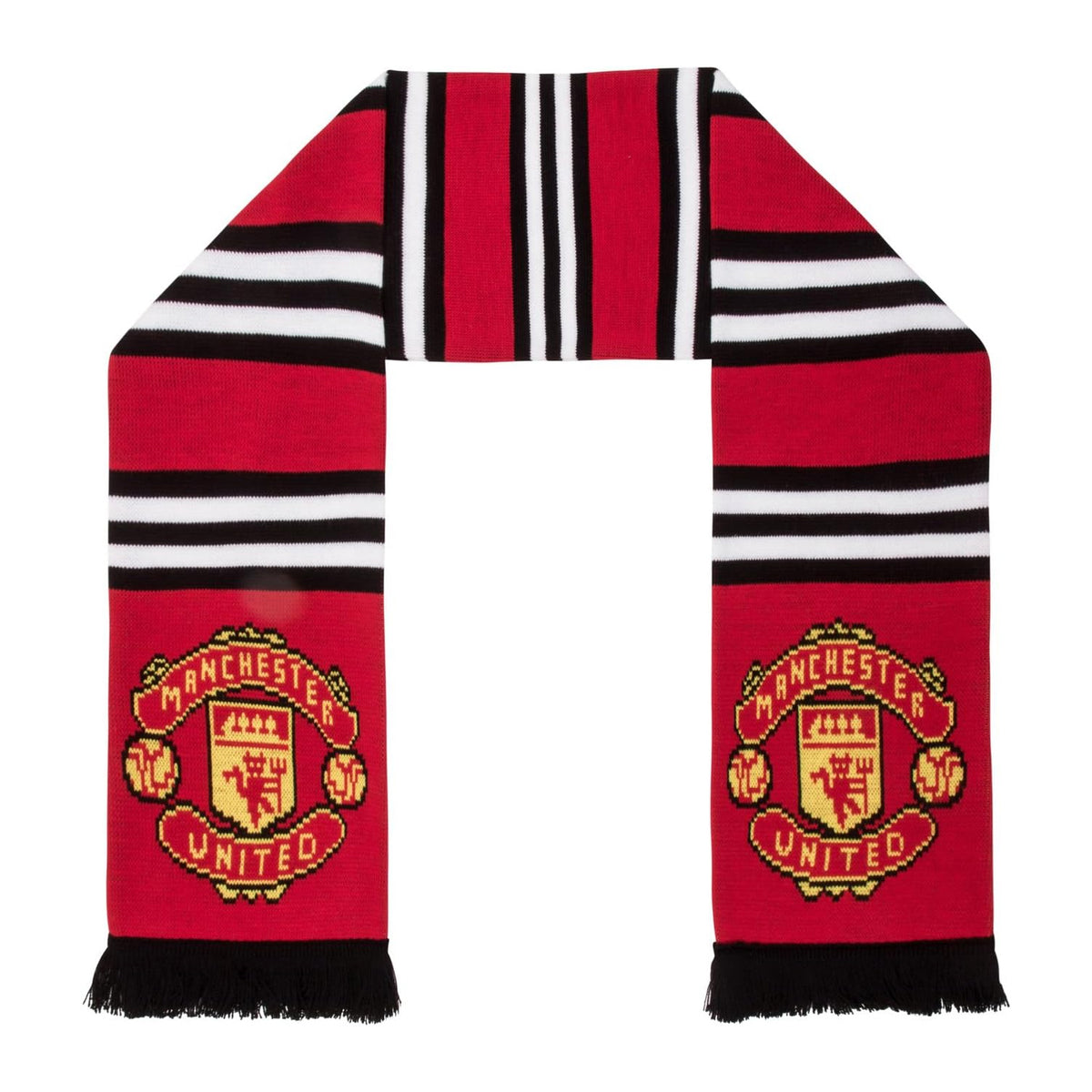Red-Yellow-Black - Back - Manchester United FC Stripe Jacquard Knitted Scarf