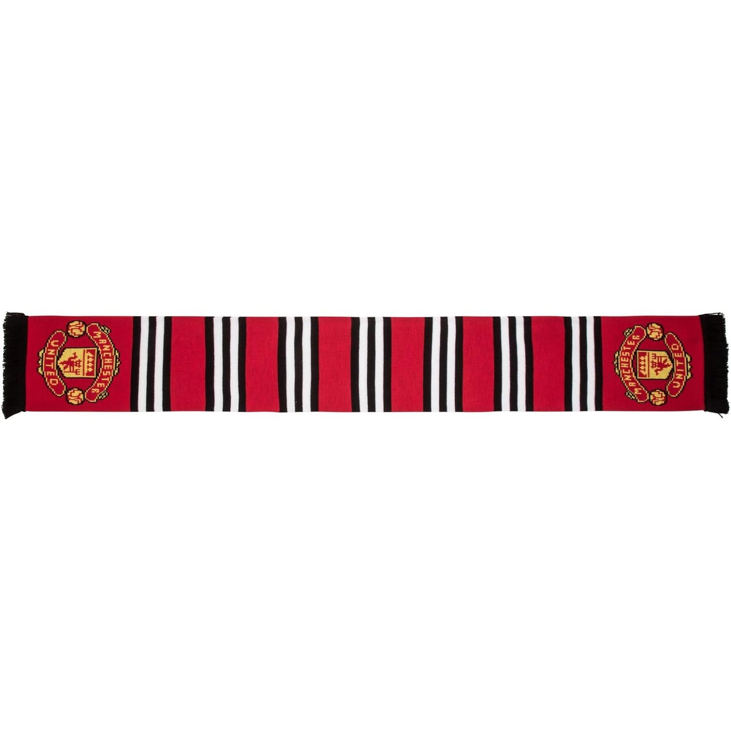 Red-Yellow-Black - Front - Manchester United FC Stripe Jacquard Knitted Scarf