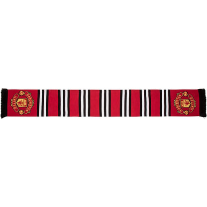 Red-Yellow-Black - Front - Manchester United FC Stripe Jacquard Knitted Scarf