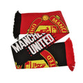 Red-Black-Yellow - Front - Manchester United FC Half Crest Jacquard Knitted Scarf