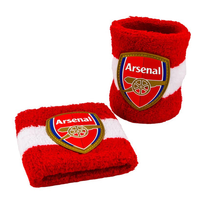 Red-White - Front - Arsenal FC Crest Cotton Wristband (Pack Of 2)