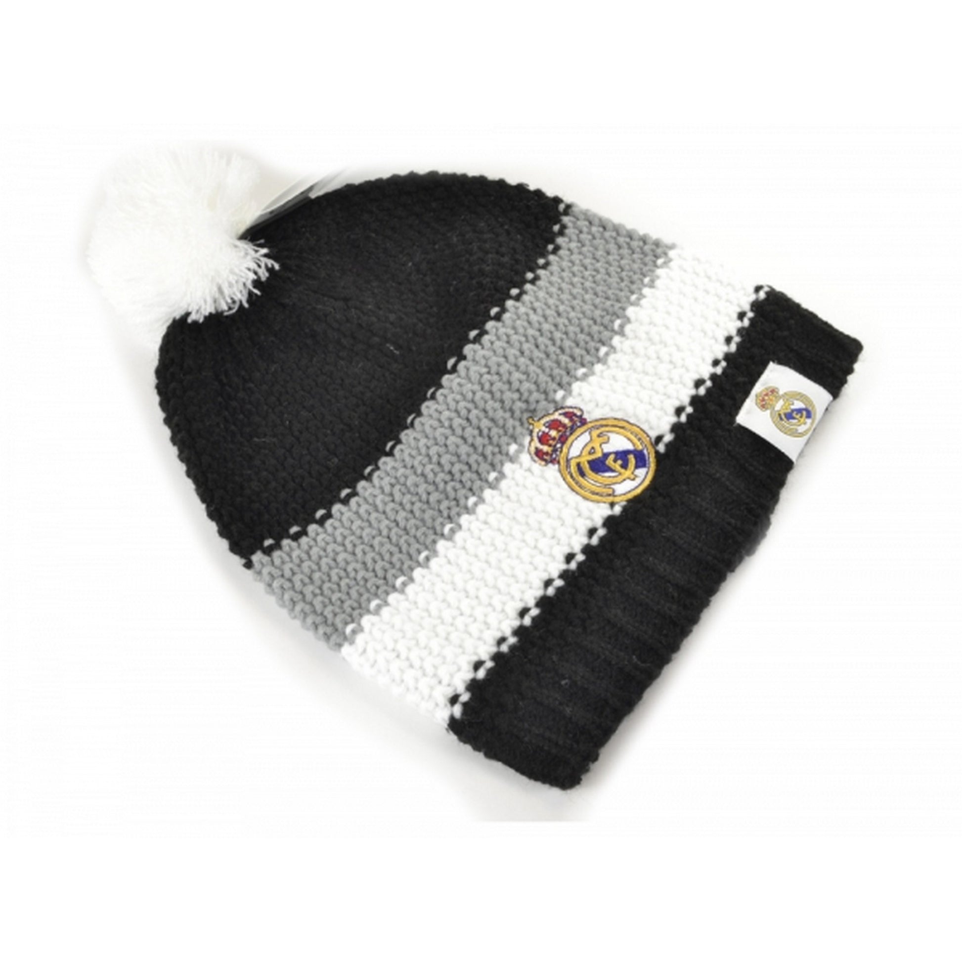 Black-White - Front - Real Madrid CF Official Football Knitted Bobble Hat