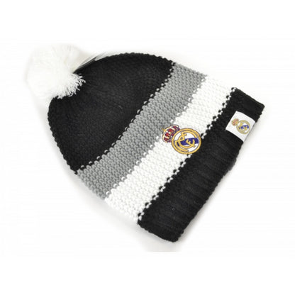 Black-White - Front - Real Madrid CF Official Football Knitted Bobble Hat