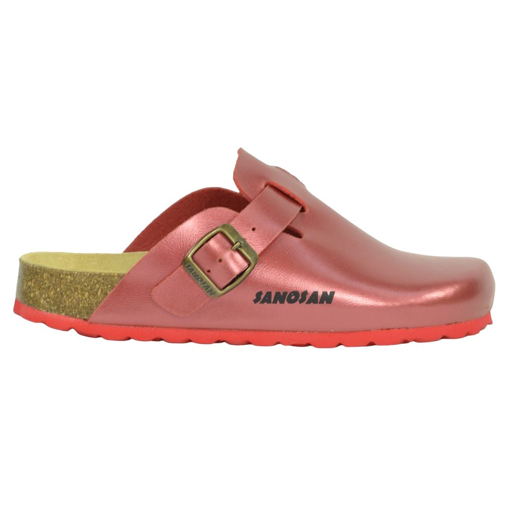 Red - Back - Sanosan Womens-Ladies Berlin Nacre Clogs
