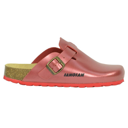 Red - Back - Sanosan Womens-Ladies Berlin Nacre Clogs