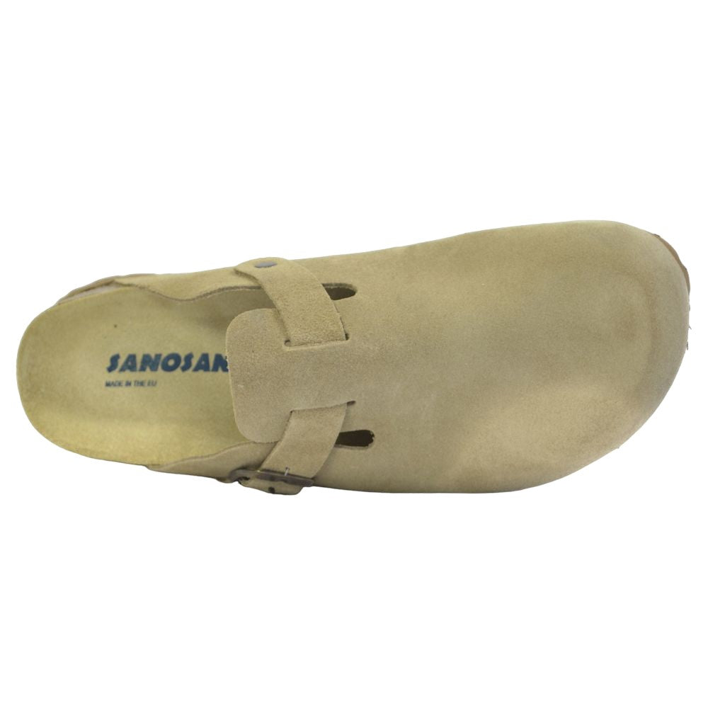 Beige - Side - Sanosan Womens-Ladies Berlin Suede Clogs