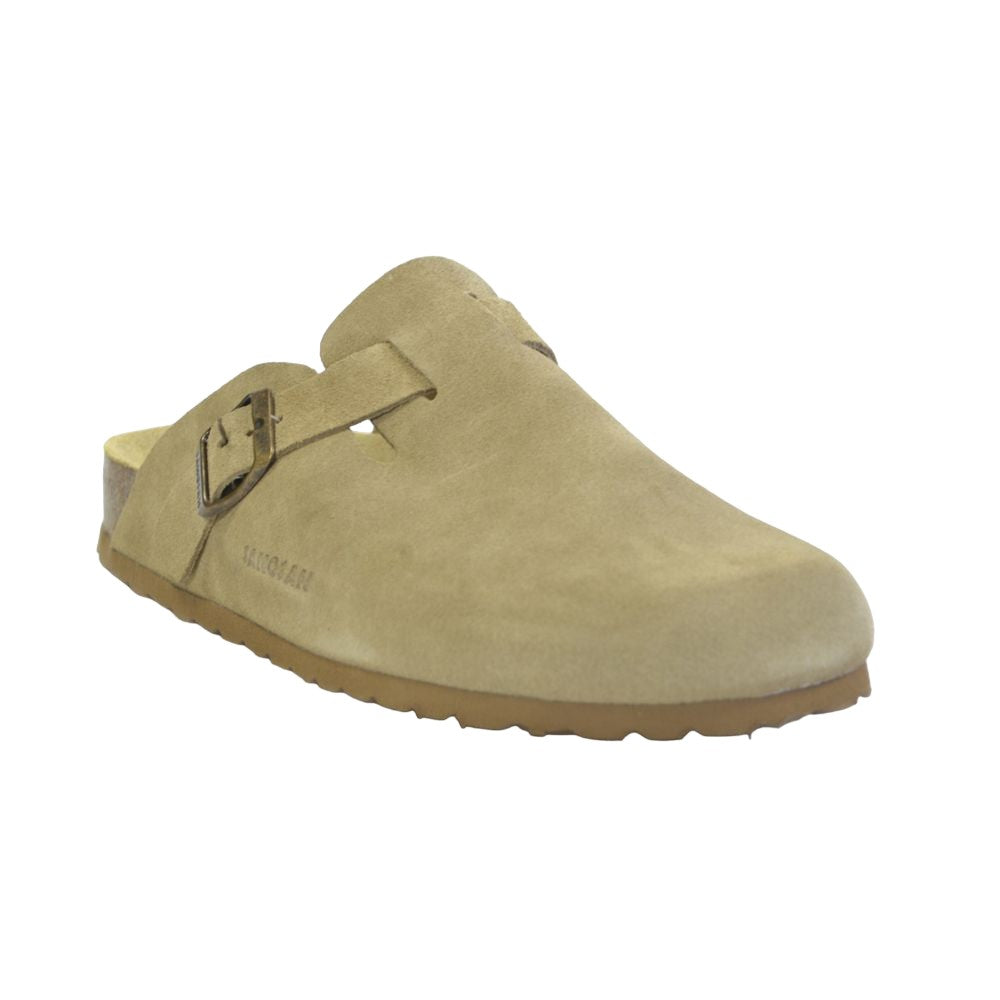 Beige - Front - Sanosan Womens-Ladies Berlin Suede Clogs