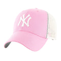 Pink-White - Front - New York Yankees Branson Trucker 47 Snapback Cap
