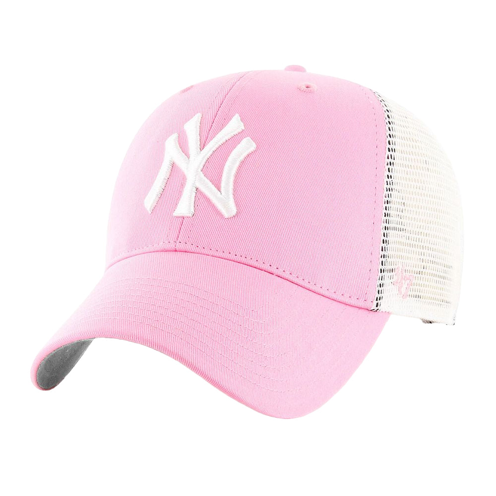 Pink-White - Front - New York Yankees Branson Trucker 47 Snapback Cap